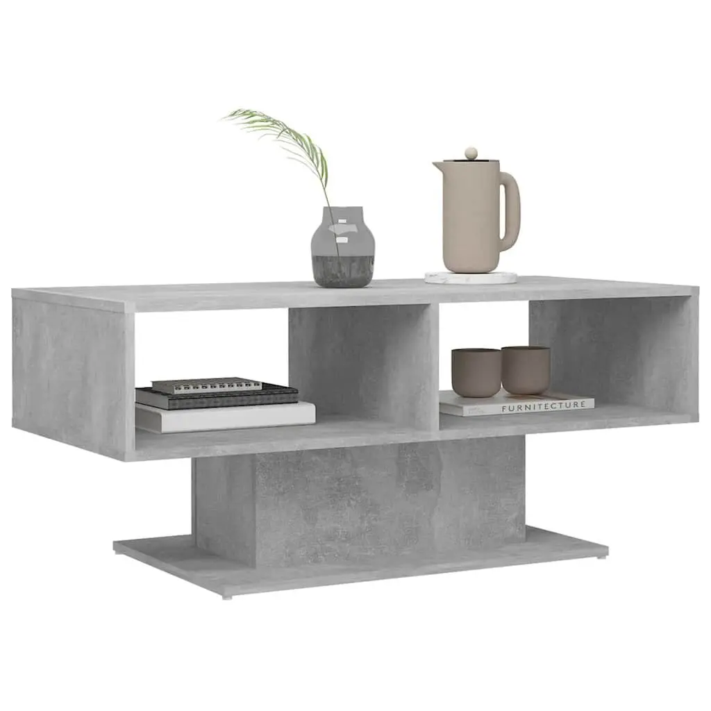Coffee Table Grey Storage Shelf Modern 103.5 x 50 x 44.5 cm Engineered Wood