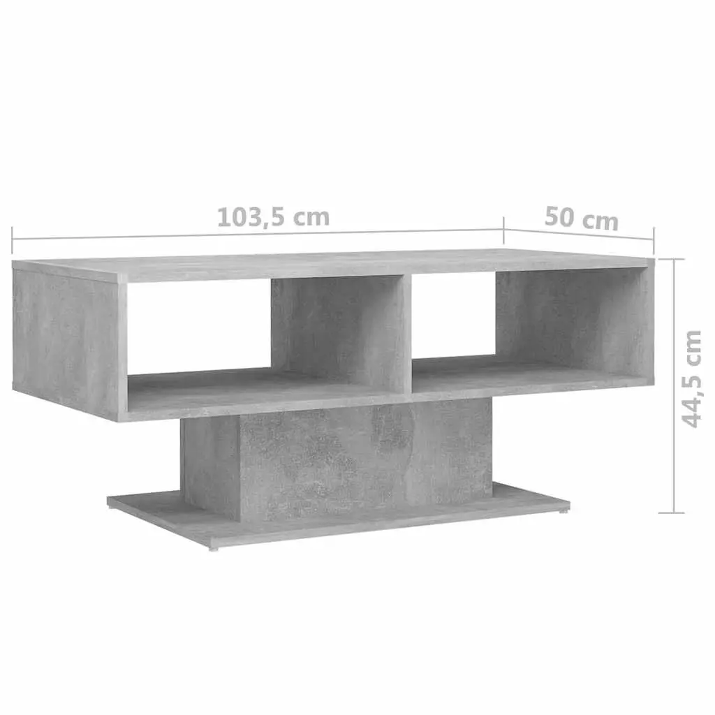 Coffee Table Grey Storage Shelf Modern 103.5 x 50 x 44.5 cm Engineered Wood