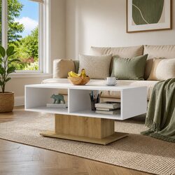 Coffee Table White Storage Shelf Living Room Side Table Accent Furniture