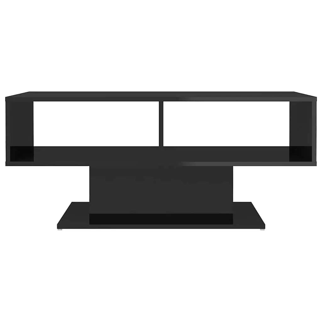 Coffee Table Black High Gloss Storage Shelf 103.5 x 50 x 44.5 cm