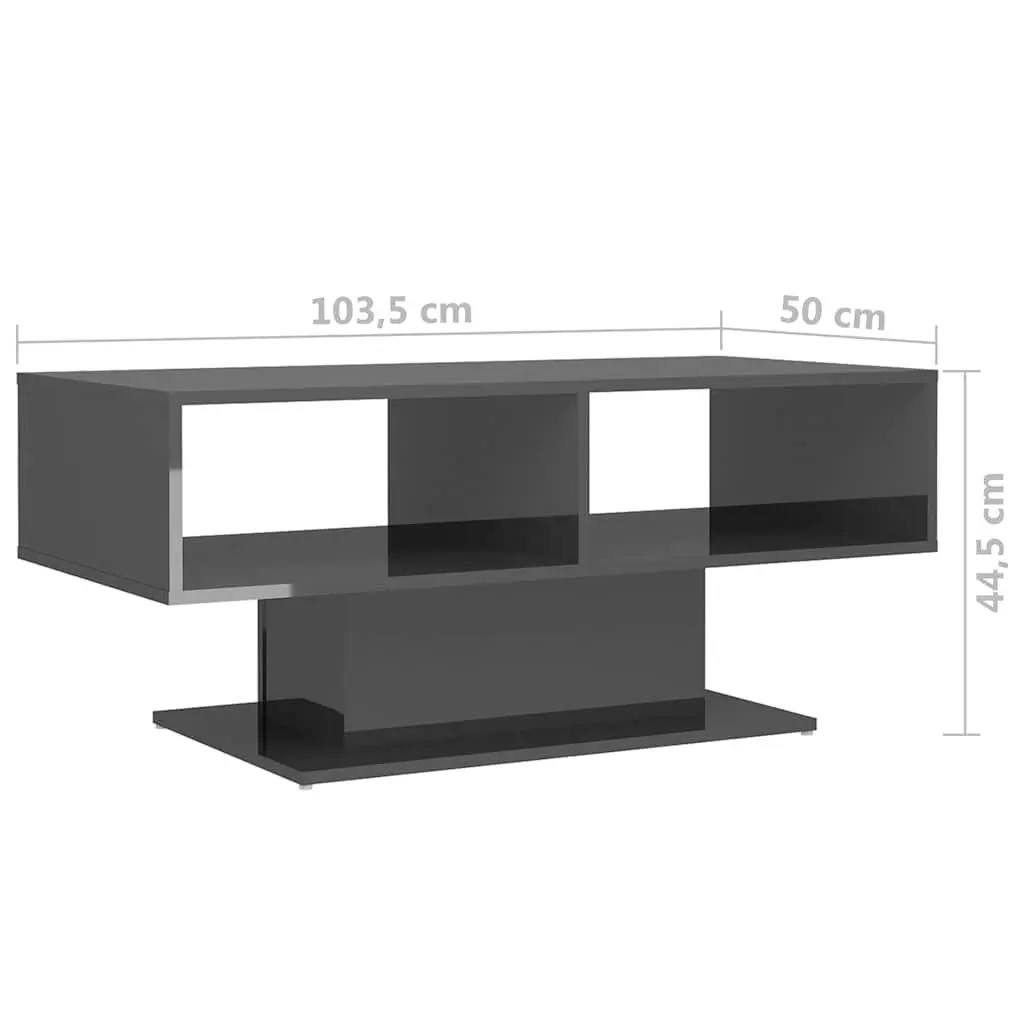 Grey Coffee Table with Shelf