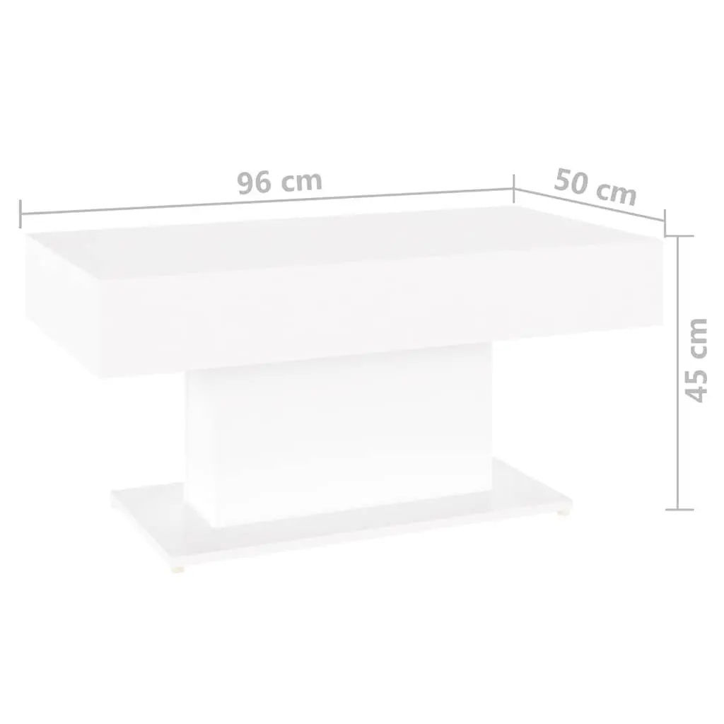 Coffee Table Modern White Engineered Wood 96x50x45cm