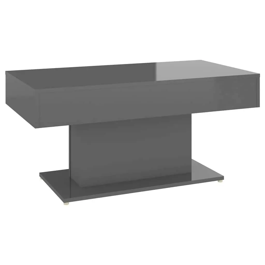 Coffee Table Engineered Wood Sturdy Grey High Gloss 96x50x45 cm