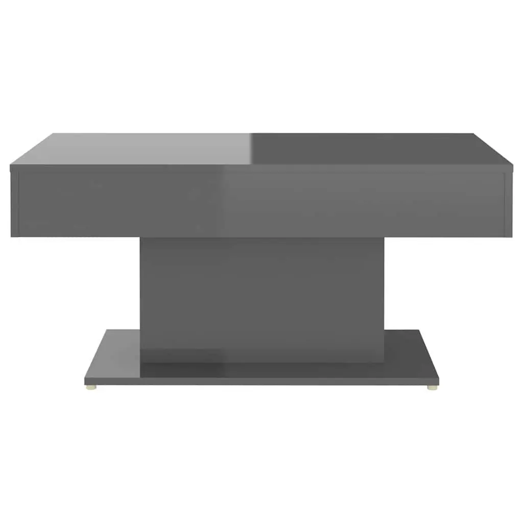 Coffee Table Engineered Wood Sturdy Grey High Gloss 96x50x45 cm