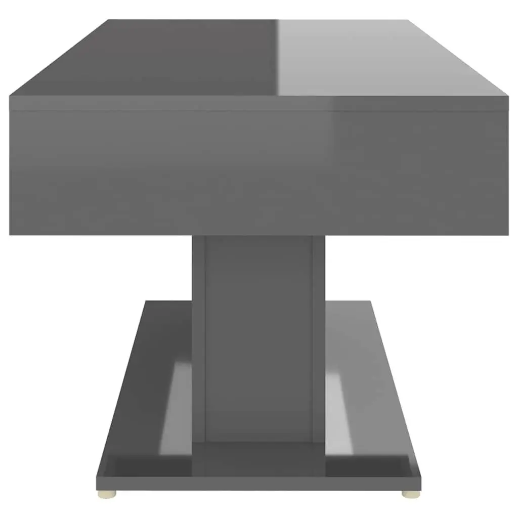 Coffee Table Engineered Wood Sturdy Grey High Gloss 96x50x45 cm