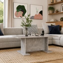 Grey Engineered Wood Coffee Table Modern Accent Furniture Living Room Decor