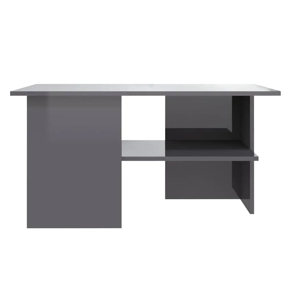 Coffee Table High Gloss Grey Modern Living Room Storage Shelf 90 x 60 x 46.5 cm