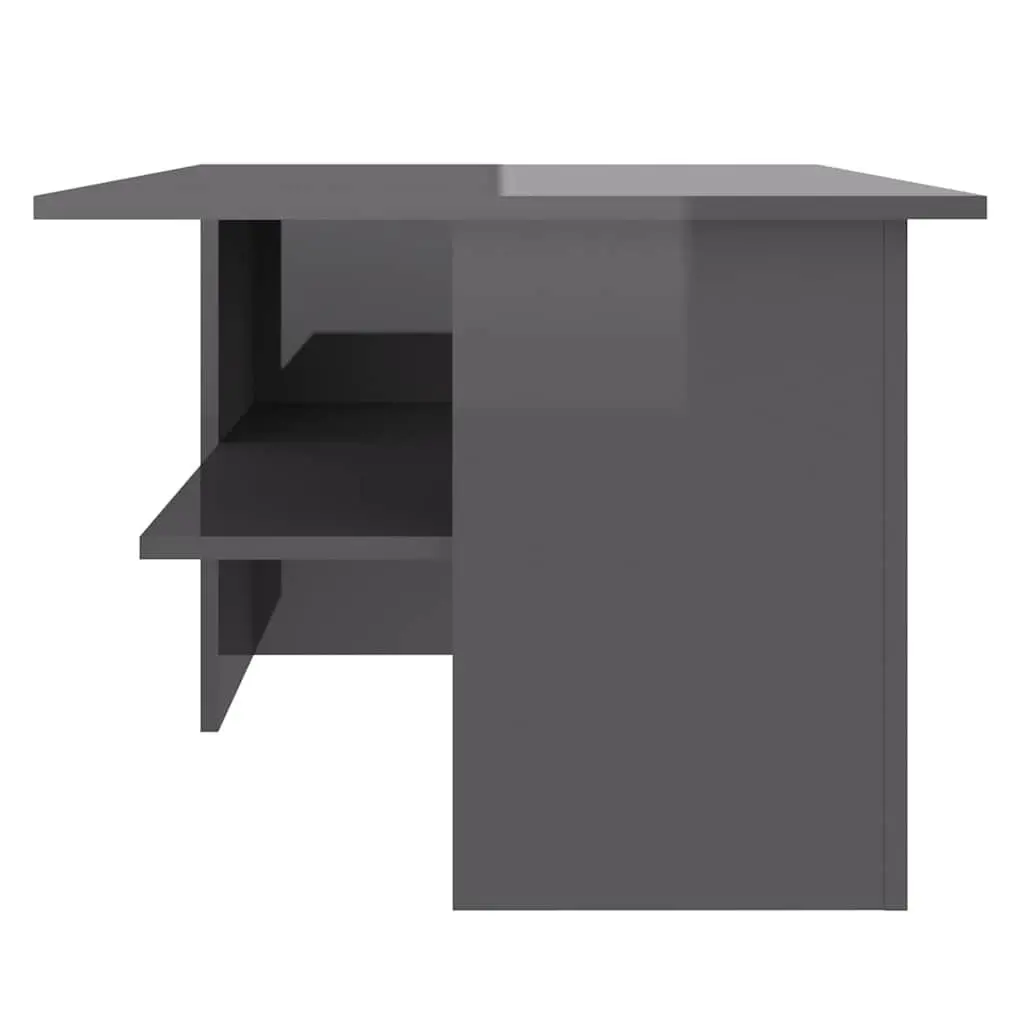 Coffee Table High Gloss Grey Modern Living Room Storage Shelf 90 x 60 x 46.5 cm
