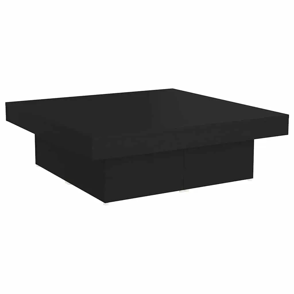 Coffee Table Black Square Living Room Accent Furniture Modern Design 90x90x28cm
