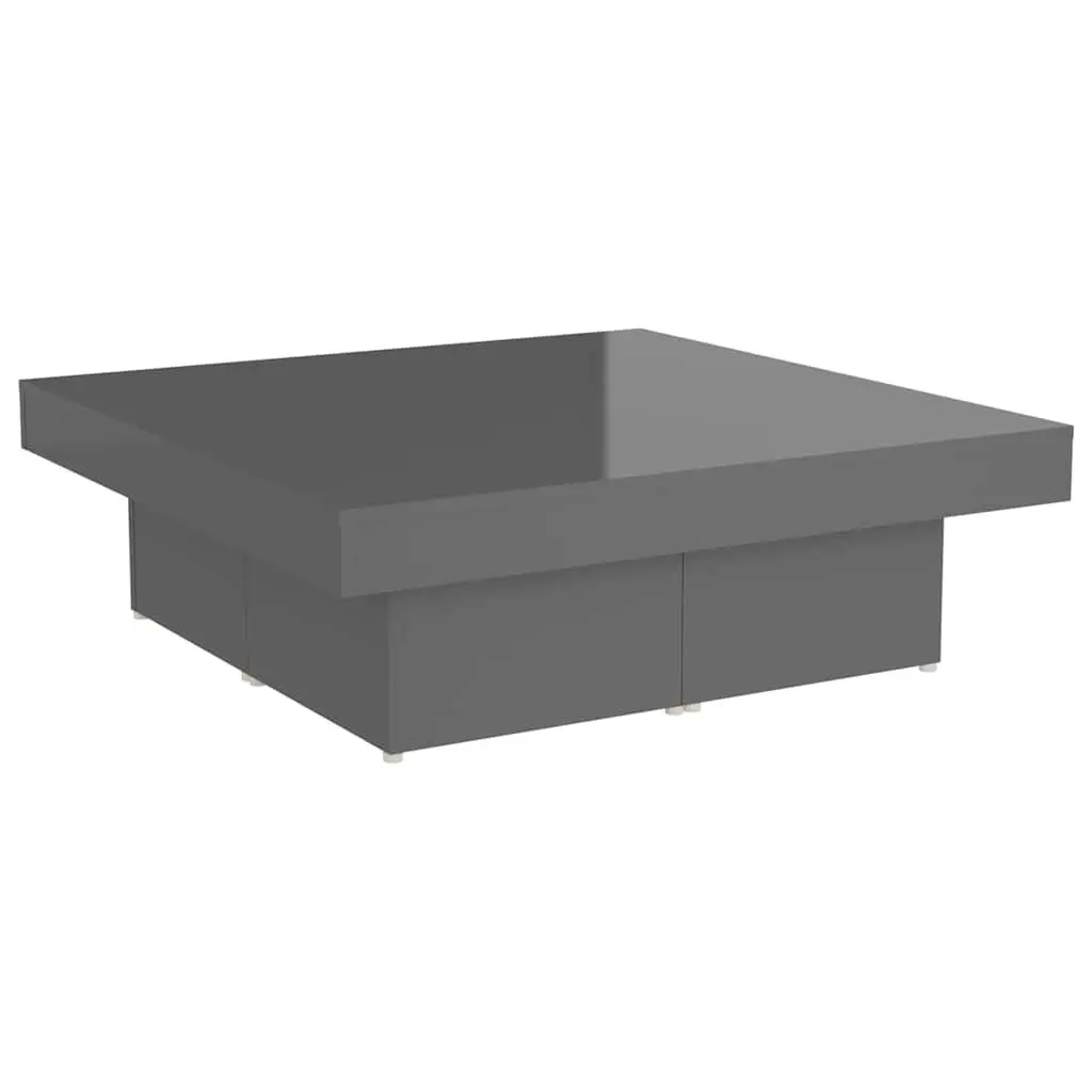 Coffee Table High Gloss Grey 90x90x28cm
