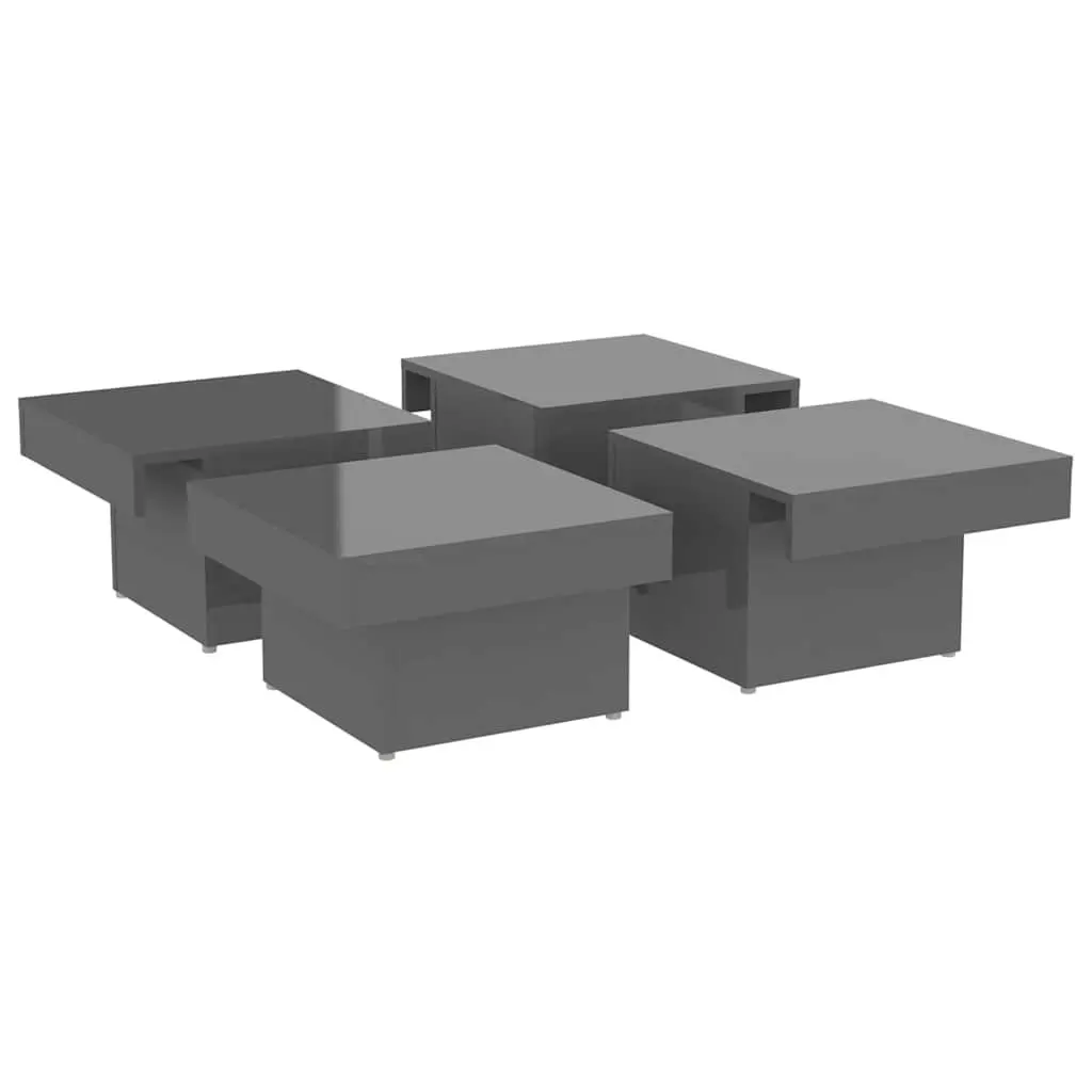 Coffee Table High Gloss Grey 90x90x28cm