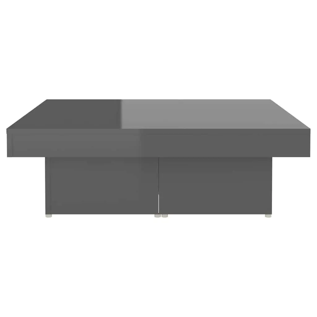 Coffee Table High Gloss Grey 90x90x28cm