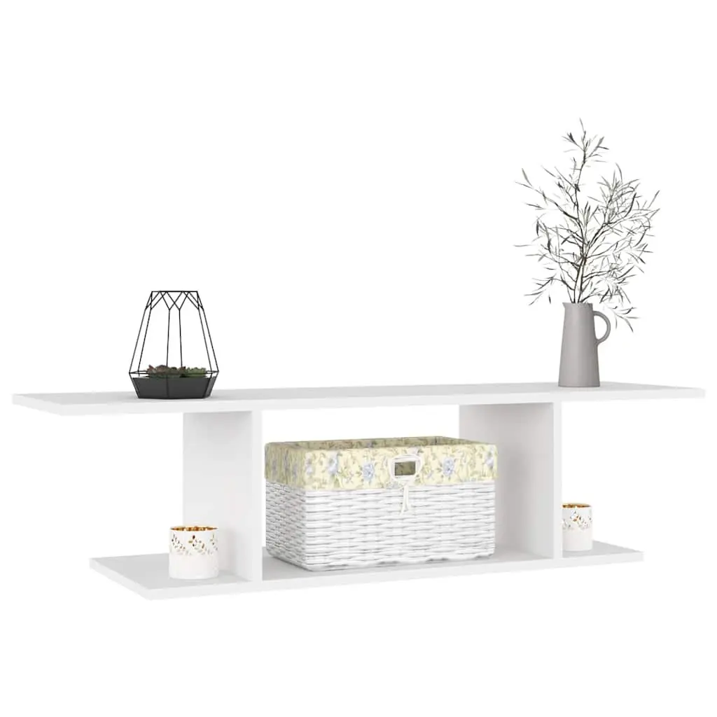 Wall Mounted TV Cabinet White Living Room Storage Unit Open Shelving Display