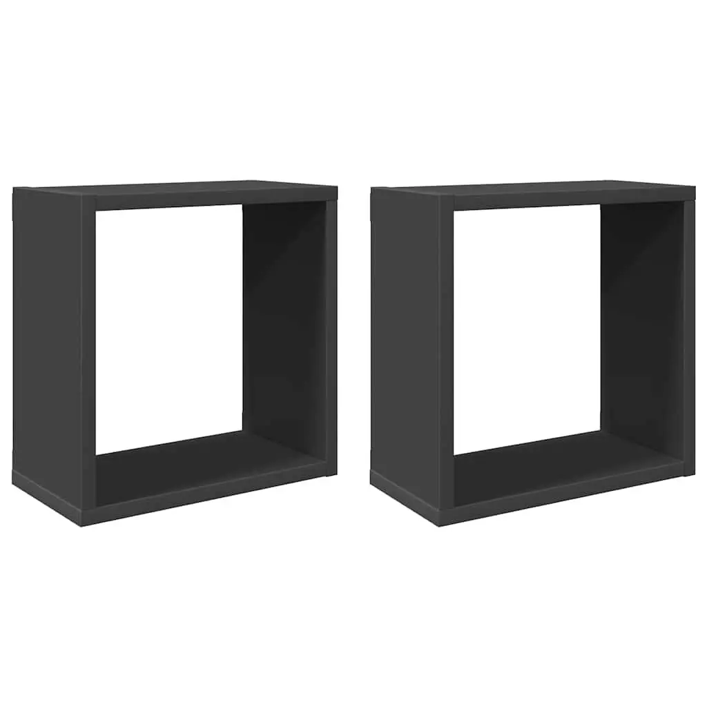 Wall Cube Shelves Floating Storage Display Set Grey 30x15x30 cm