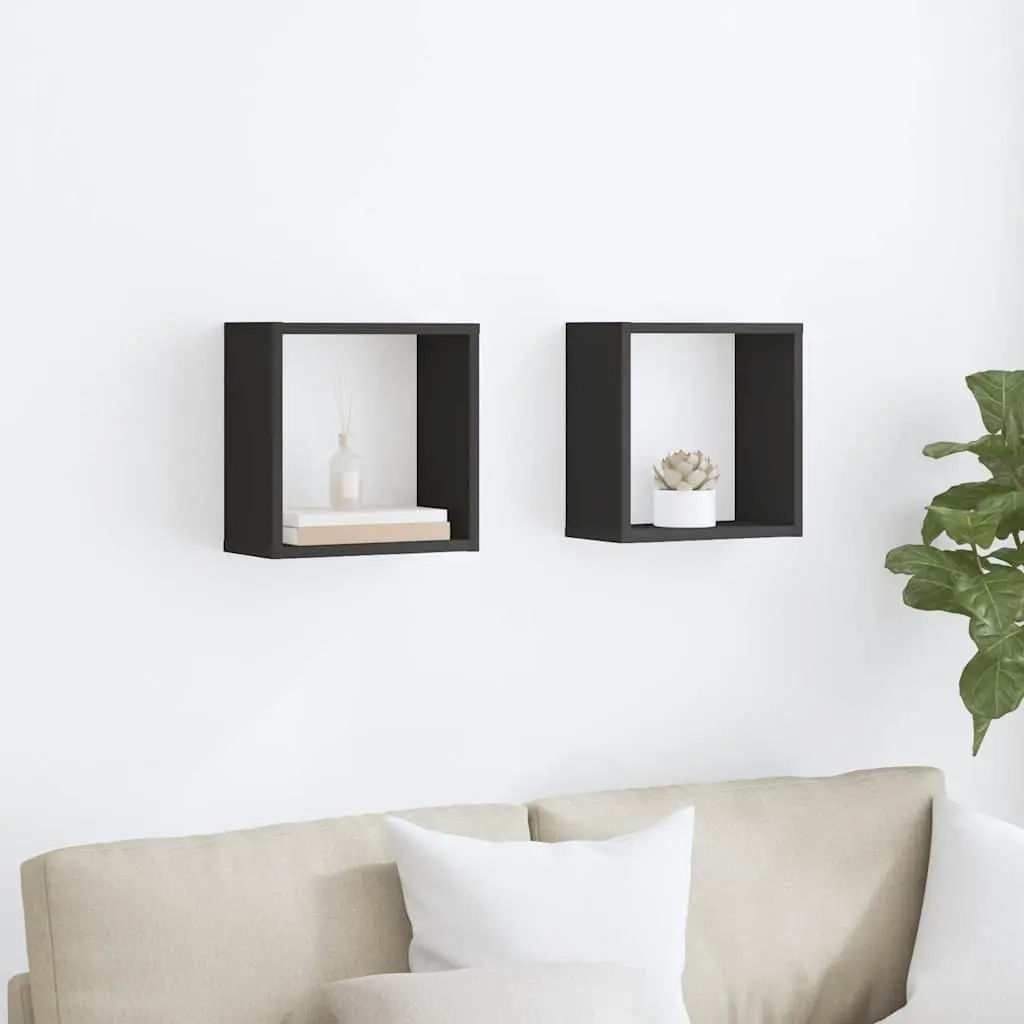 Wall Cube Shelves Floating Storage Display Set Grey 30x15x30 cm