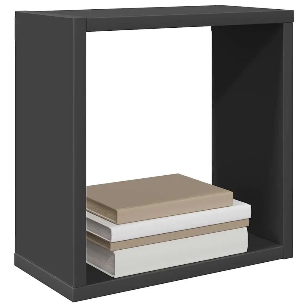 Wall Cube Shelves Floating Storage Display Set Grey 30x15x30 cm