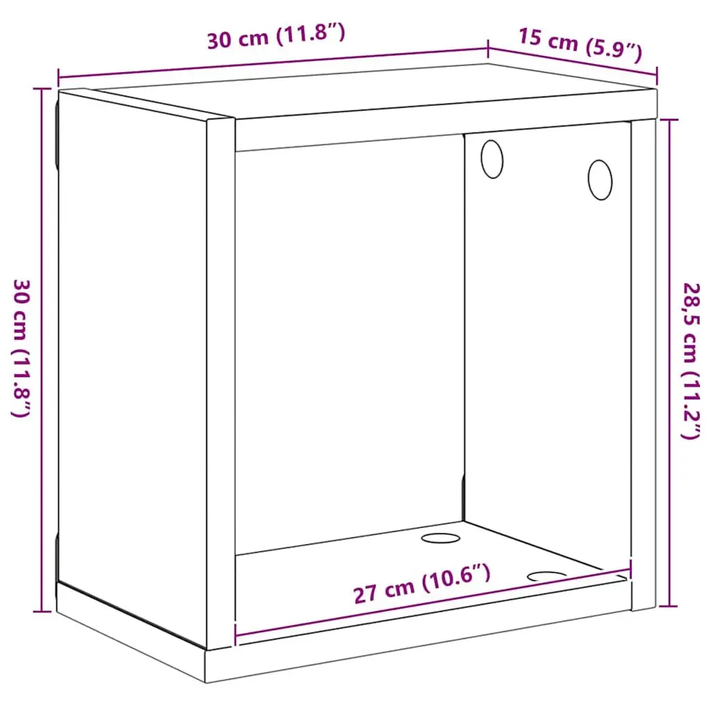 Wall Cube Shelves Set 4 pcs Grey Floating Storage Display Hanging Organiser