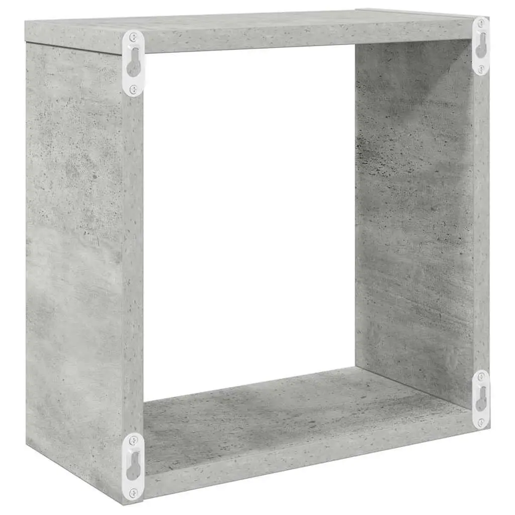 Wall Cube Shelves Grey Floating Storage Display 30 x 15 x 30 cm 2 Piece