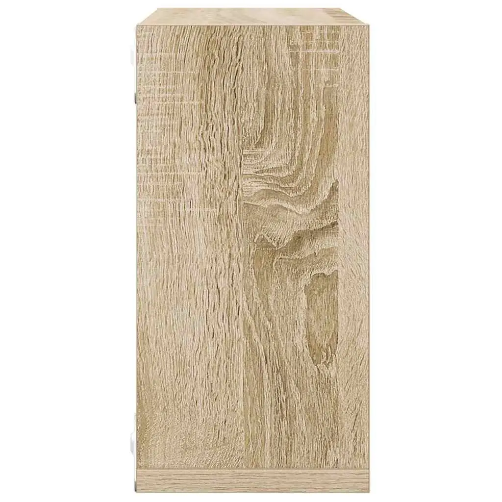 Wall Cube Shelves Set 4 pcs White Sonoma Oak Floating Storage Display Organizer
