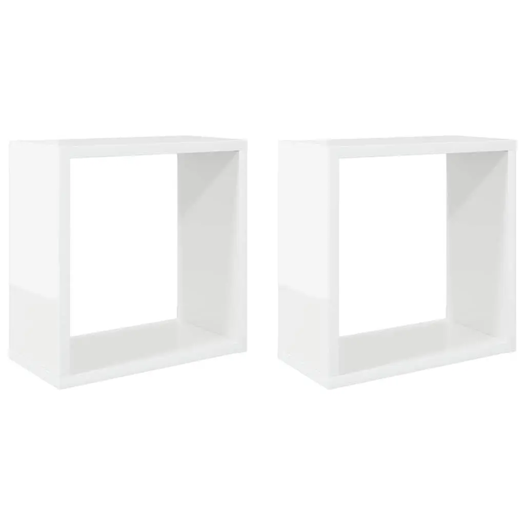 Wall Cube Shelves Floating Storage Display 2 pcs White 30x15x30 cm Hanging