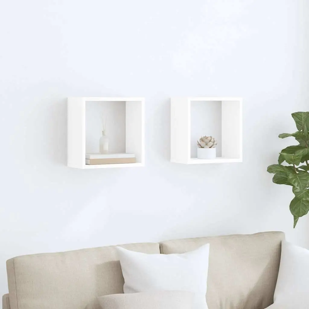 Wall Cube Shelves Floating Storage Display 2 pcs White 30x15x30 cm Hanging