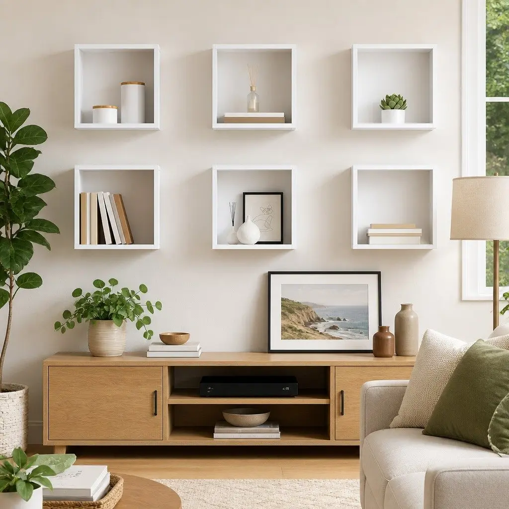 Wall Cube Shelves Set 6 Pcs Floating Display Storage Shelving White