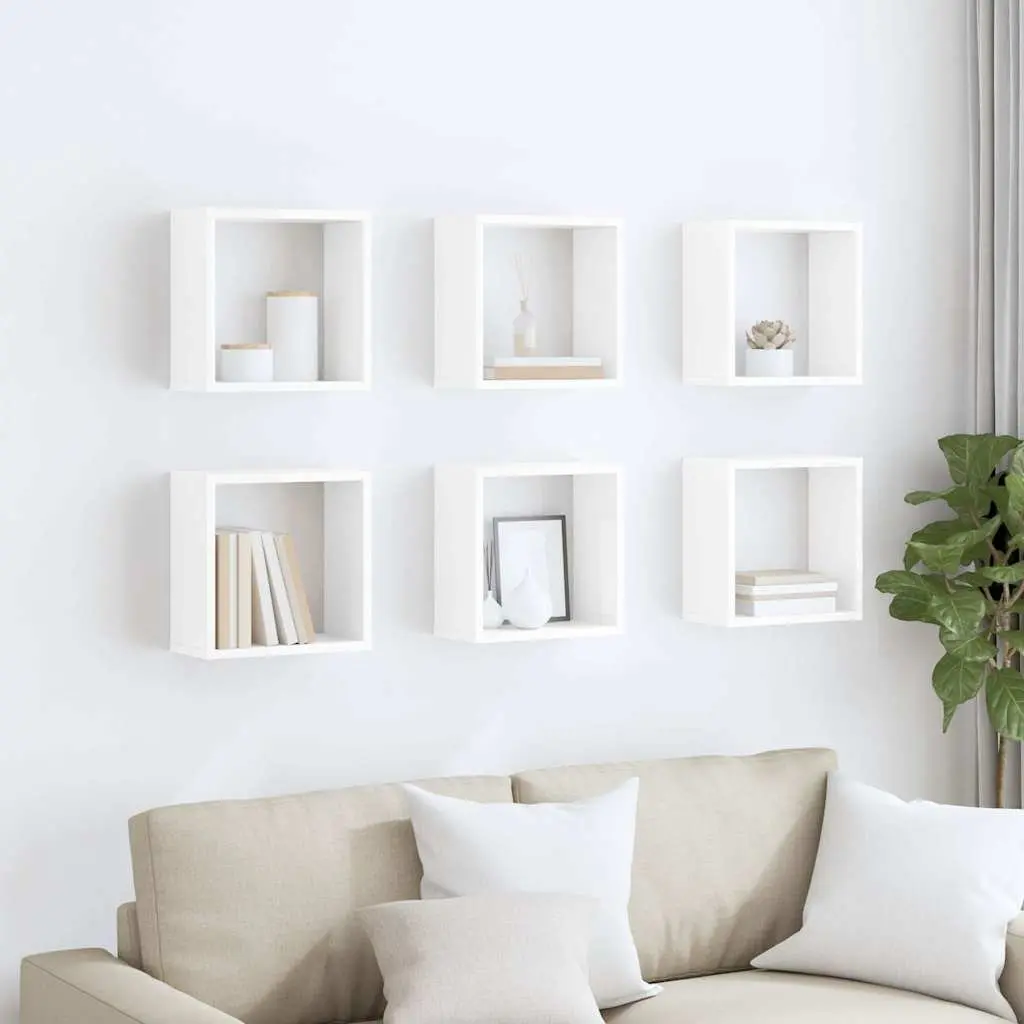 Wall Cube Shelves Set 6 Pcs Floating Display Storage Shelving White