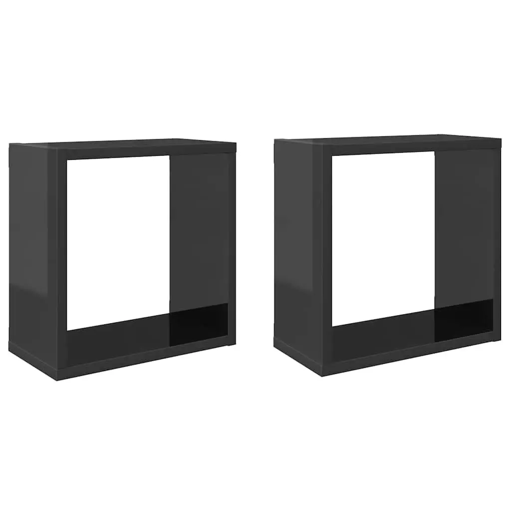 Wall Cube Shelves Set Grey Floating Storage Display Organizer 30 x 15 x 30 cm