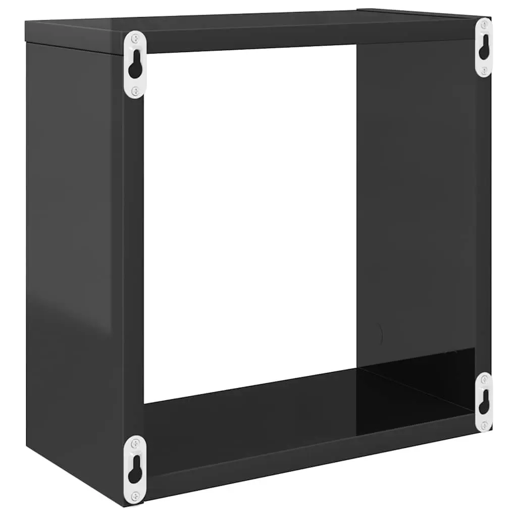 6 Grey Wall Cube Shelves