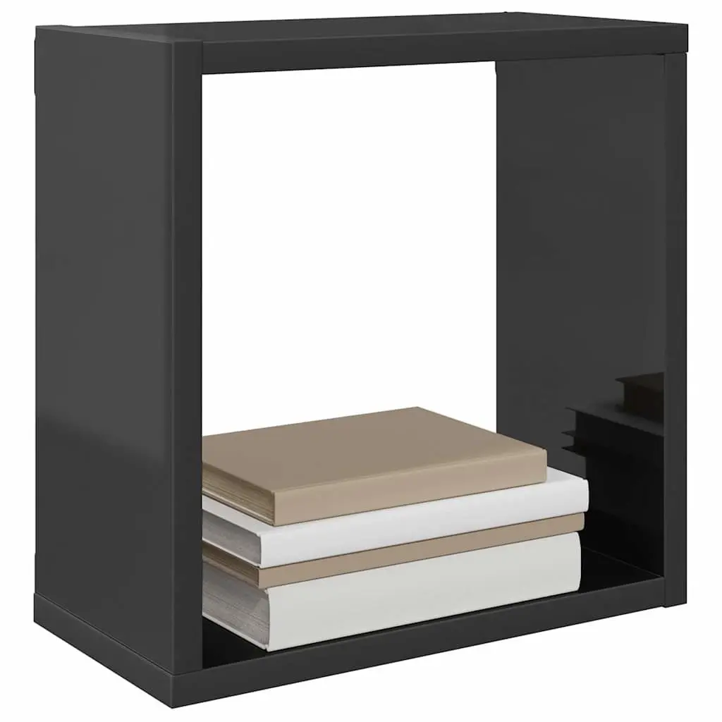 6 Grey Wall Cube Shelves