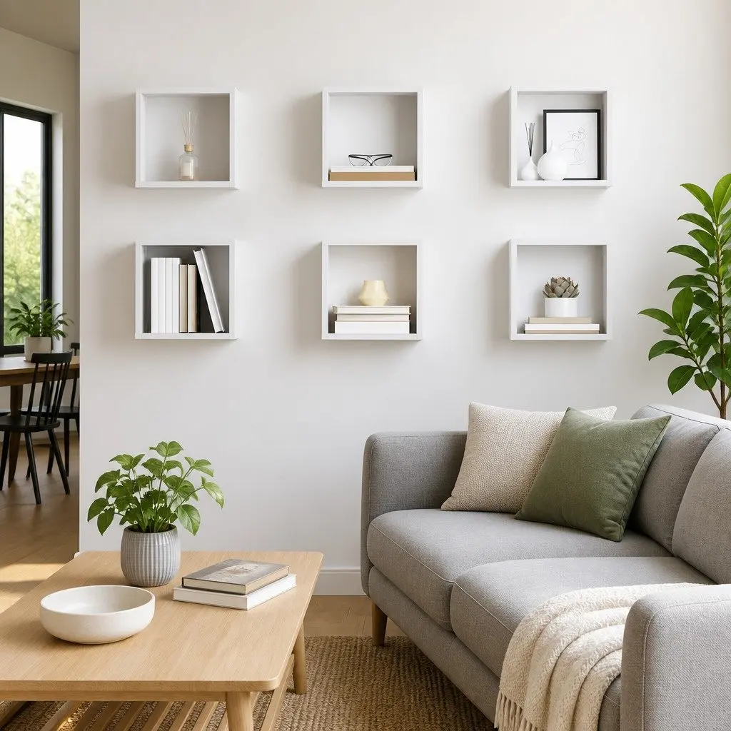 Wall Cube Shelves Floating White 6 Piece 26 x 15 x 26 cm Storage Display Organiser