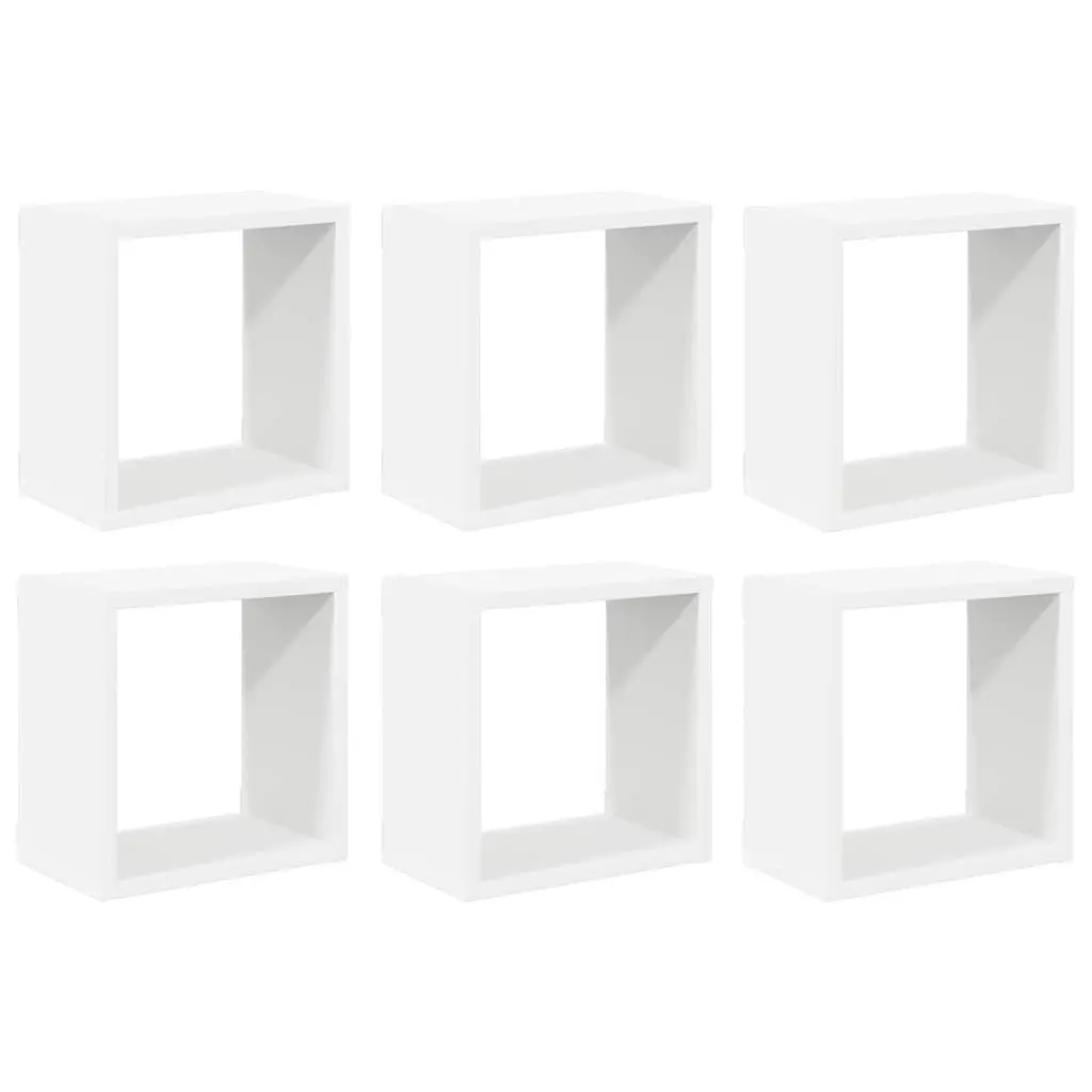 Wall Cube Shelves Floating White 6 Piece 26 x 15 x 26 cm Storage Display Organiser