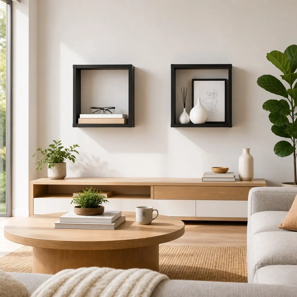 Wall Cube Shelves Grey Floating Storage Display Organizer 26 x 15 x 26 cm 2 pcs