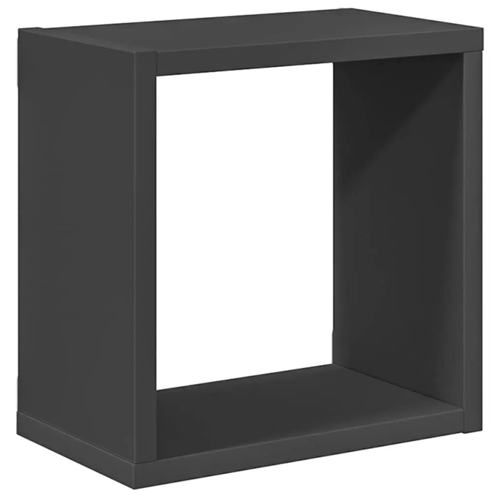 Wall Cube Shelves Grey Floating Storage Display Organizer 26 x 15 x 26 cm 2 pcs