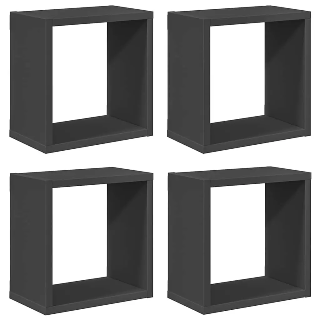 Wall Cube Shelves Set Grey Floating Storage Display Shelving 26 x 15 x 26 cm