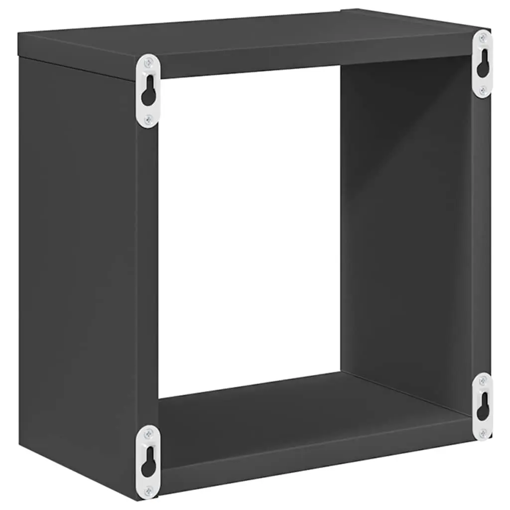 Wall Cube Shelves Set Grey Floating Storage Display Shelving 26 x 15 x 26 cm