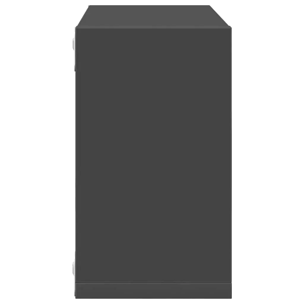 Wall Cube Shelves Set Grey Floating Storage Display Shelving 26 x 15 x 26 cm