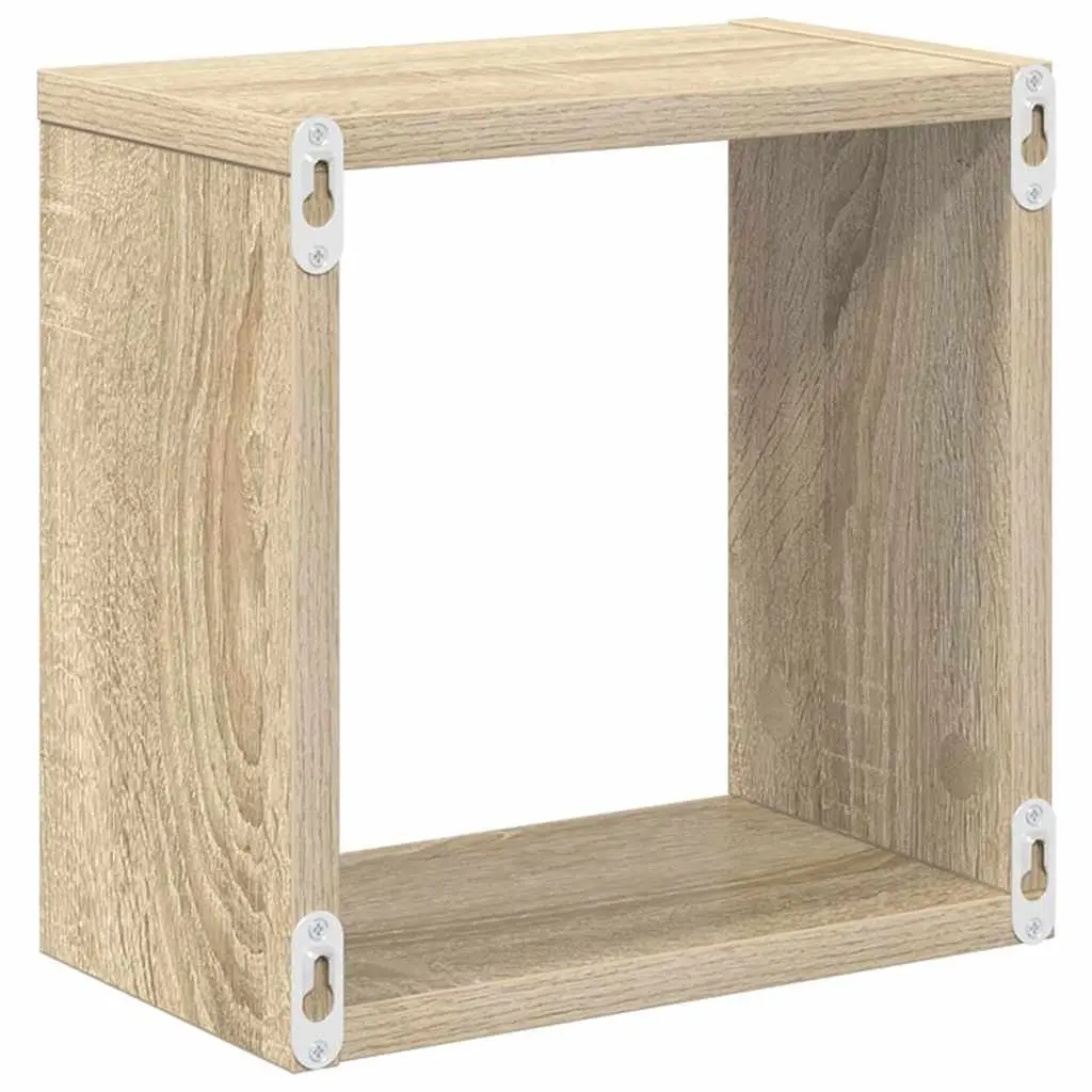 Wall Cube Shelves Brown Floating Storage Display Organiser Set 6 Pieces