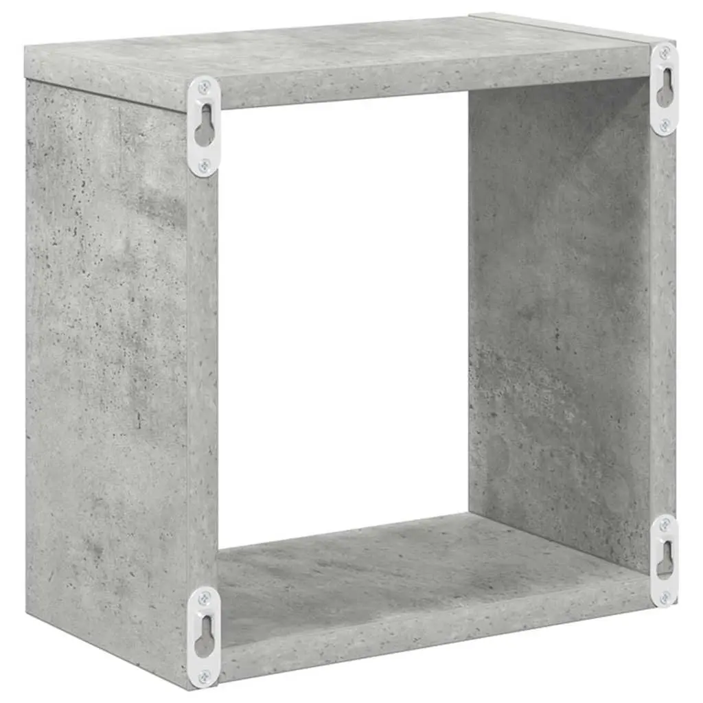 Wall Cube Shelves Set Grey Floating Storage Display 26 x 15 x 26 cm