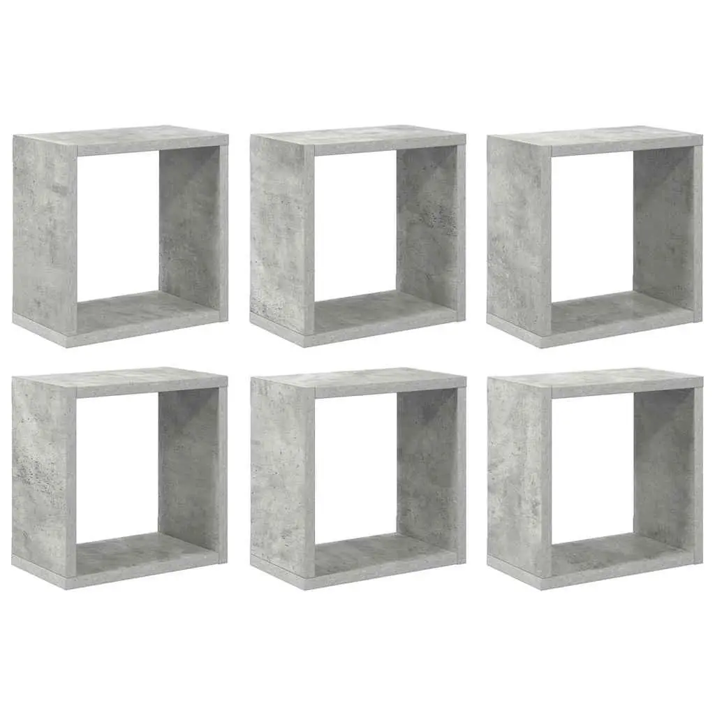 Wall Cube Shelves Grey Floating Storage Display 6 Piece
