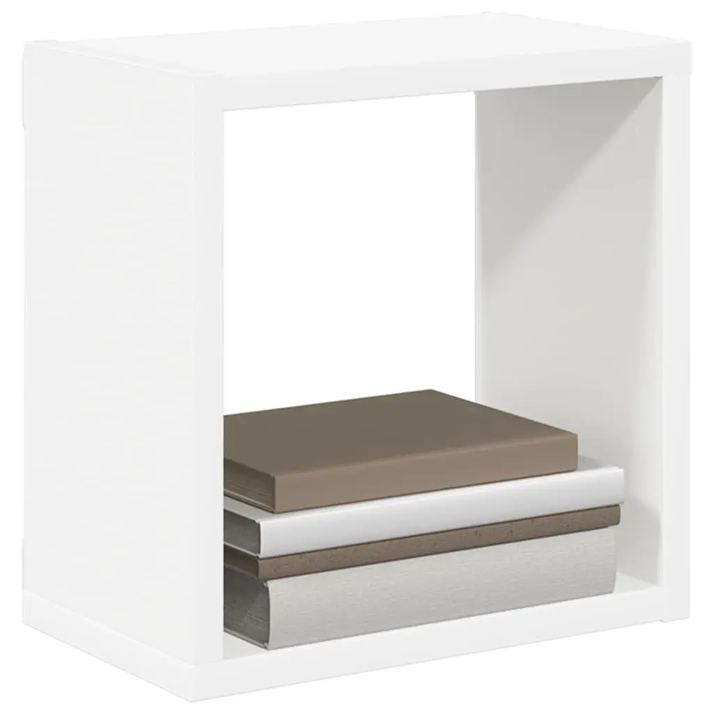 Wall Cube Shelves 4 Pieces White Sonoma Oak Floating Storage Display Organizer
