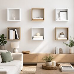 Your New Floating Cube Shelves: 6 Pieces in White
