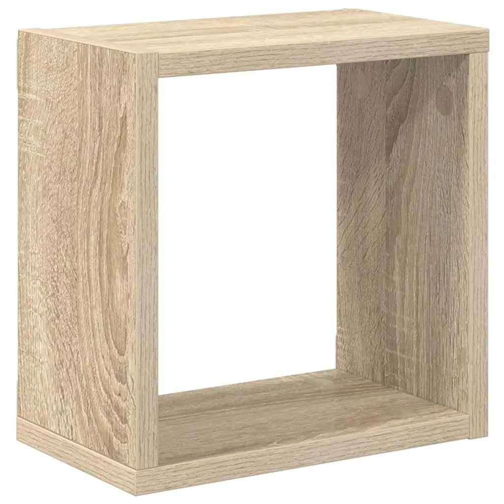 Wall Cube Shelves Set 6 Pieces White Sonoma Oak Floating Storage Display 26cm