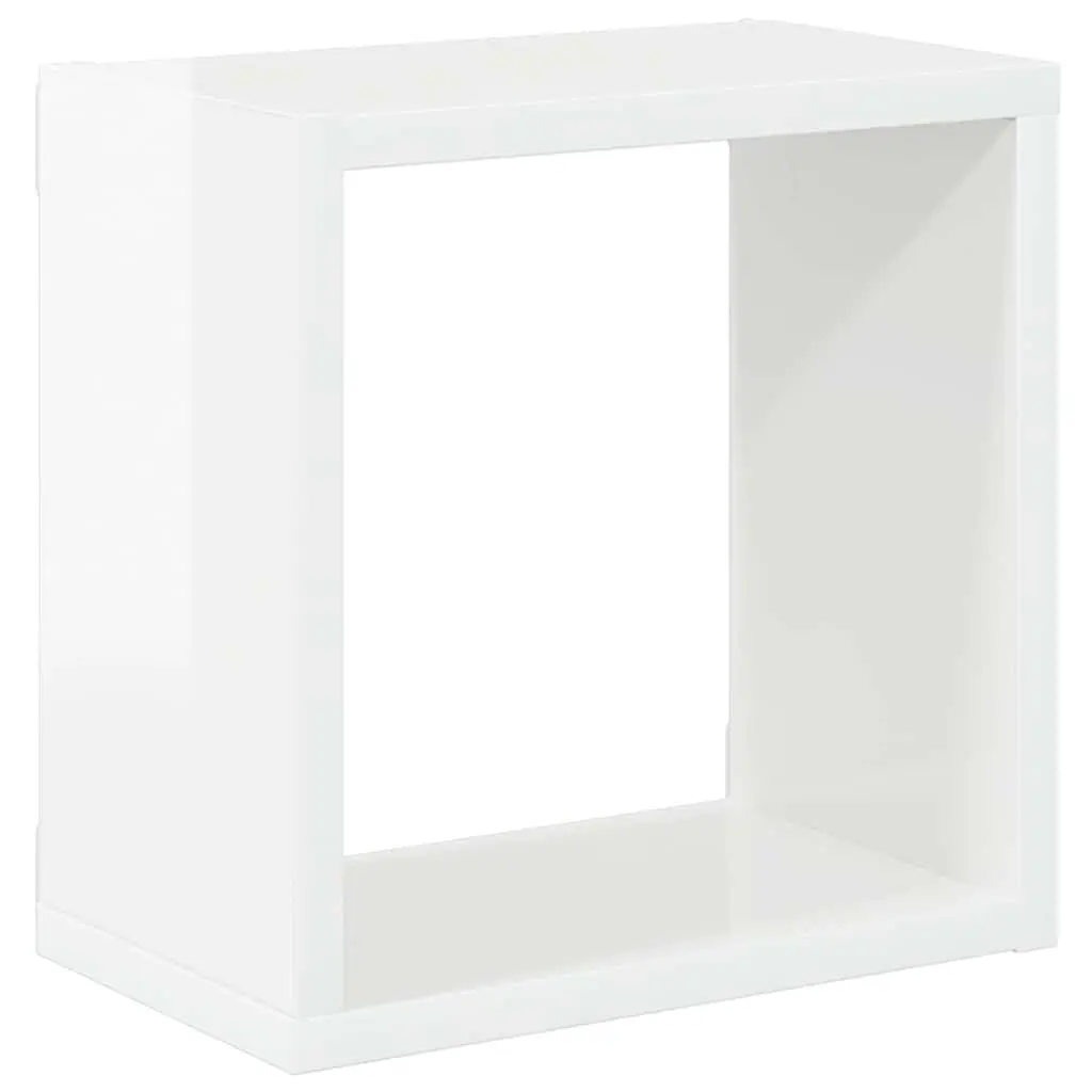 Wall Cube Shelves 4 Piece Set High Gloss White Floating Storage Display