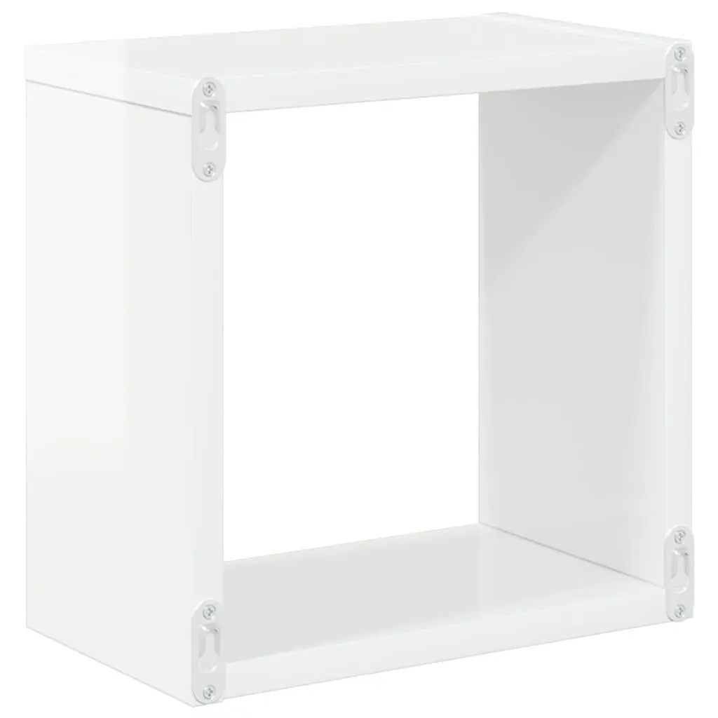 Wall Cube Shelves 4 Piece Set High Gloss White Floating Storage Display