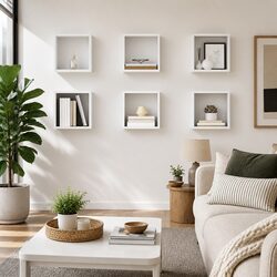 Wall Cube Shelves Set 6 Pieces Floating Display Storage Home Decor White