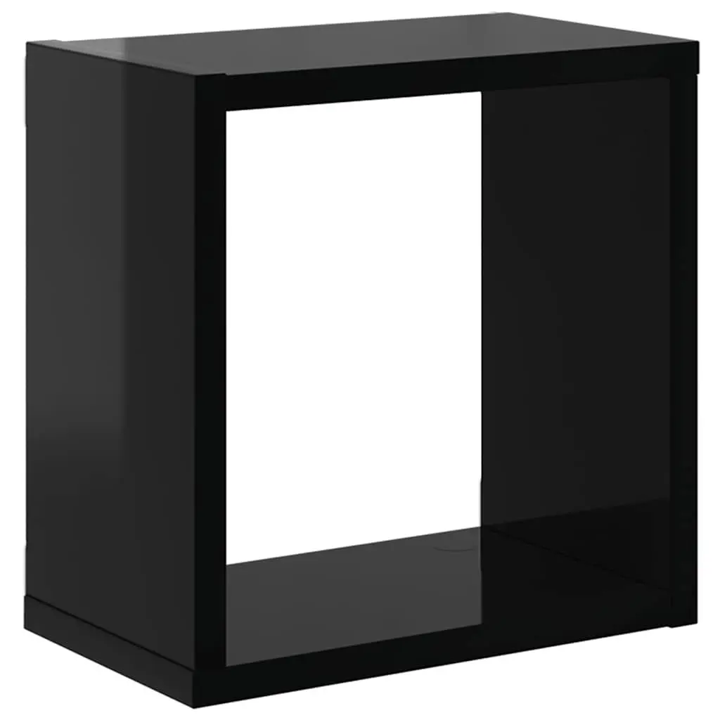 Wall Cube Shelves 4 Pieces Floating Storage Display Black Living Room Bedroom
