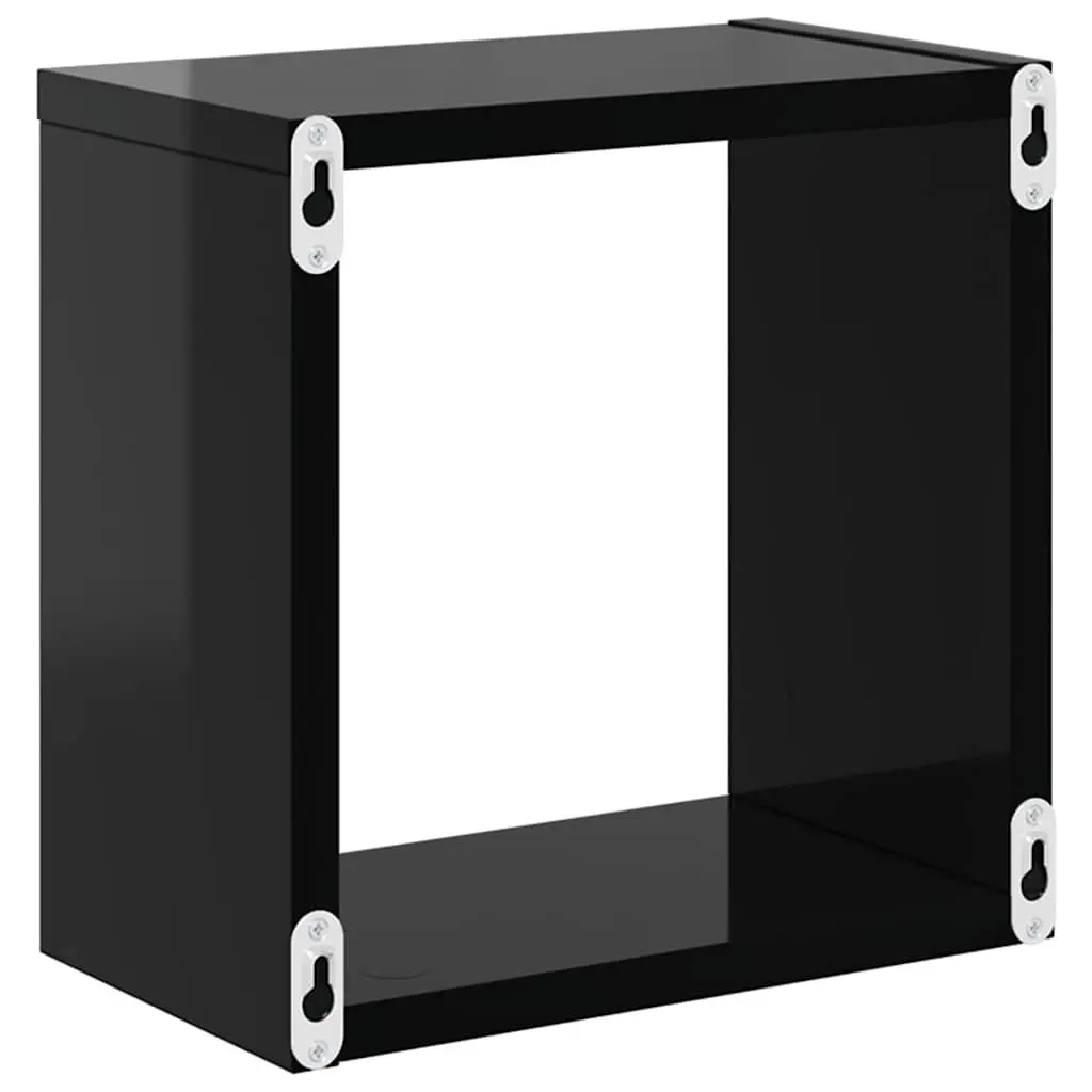 Wall Cube Shelves 4 Pieces Floating Storage Display Black Living Room Bedroom