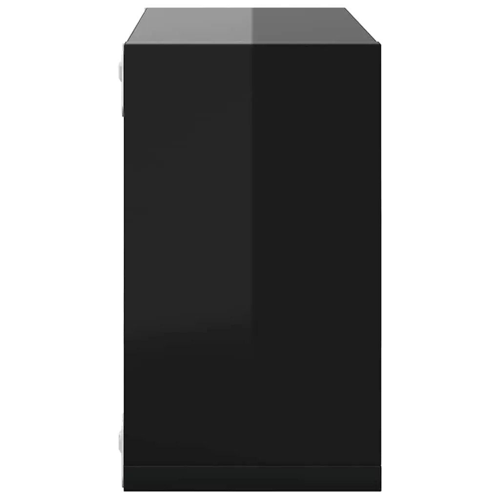 Wall Cube Shelves 4 Pieces Floating Storage Display Black Living Room Bedroom