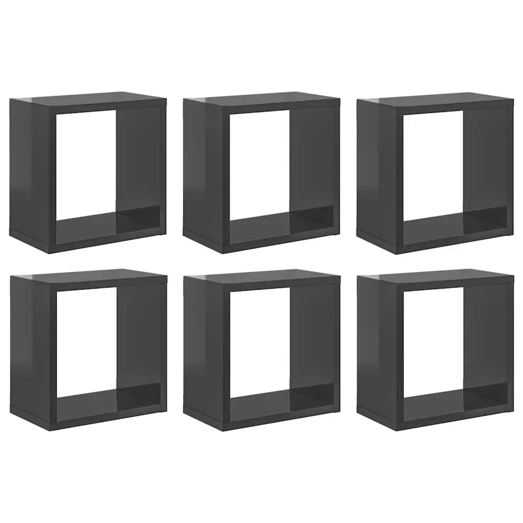 6-Piece Grey Cube Shelf Set